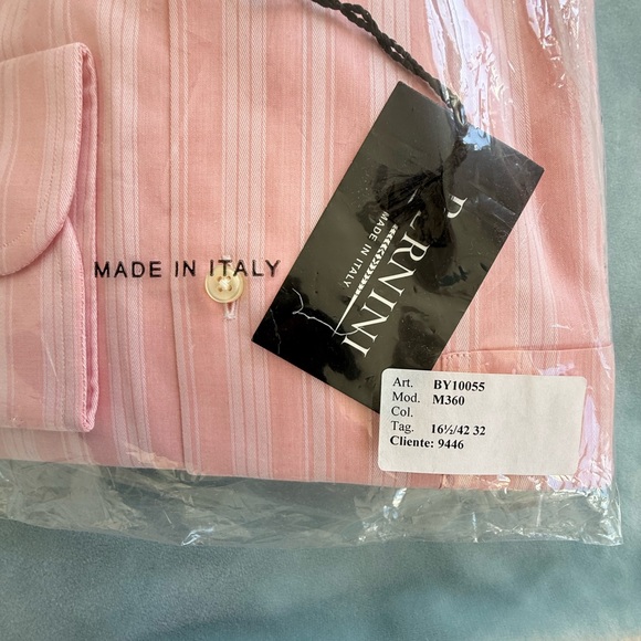 BERNINI Italy, Men's Pink Striped Shirt - Picture 10 of 10
